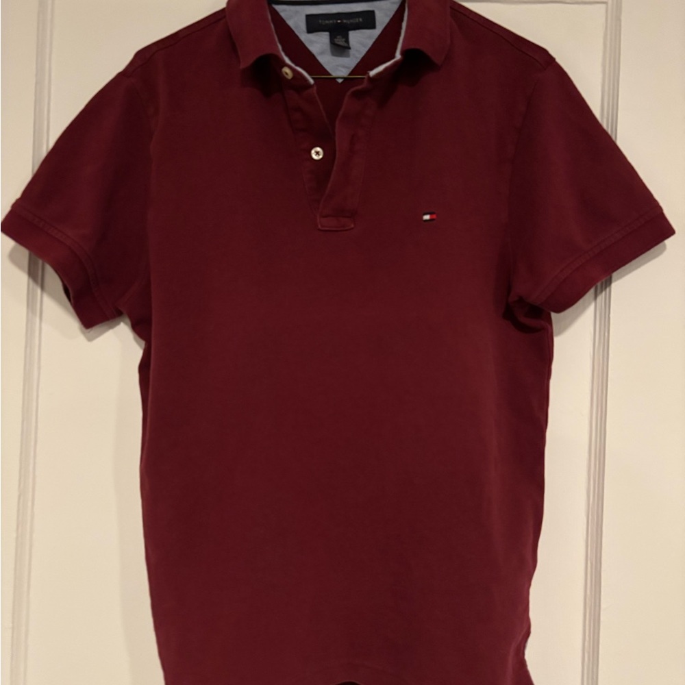 Tommy Hilfiger Men's Dark Red Polo Shirt